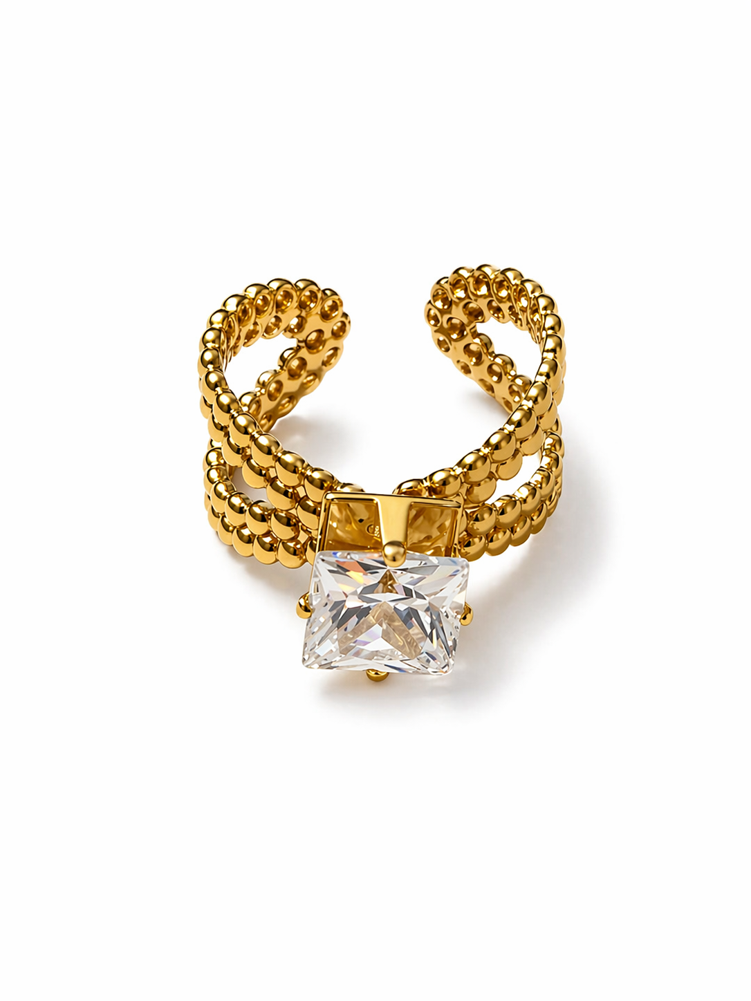 Luxe Bow Crystal Statement Ring