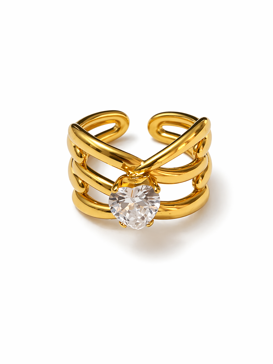 Eterna Heart Crystal Layered Ring