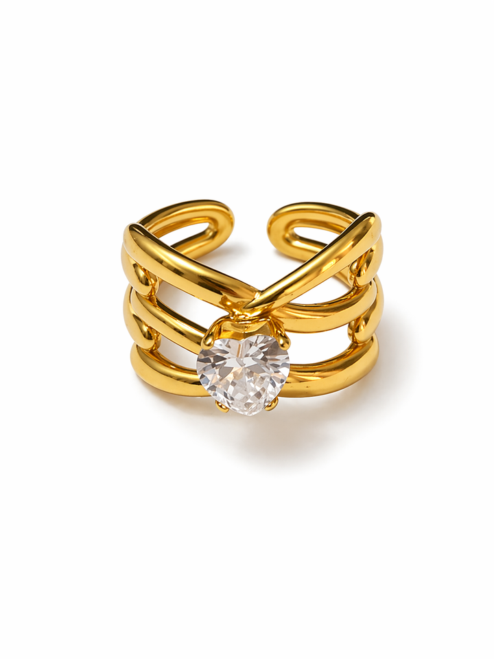 Eterna Heart Crystal Layered Ring