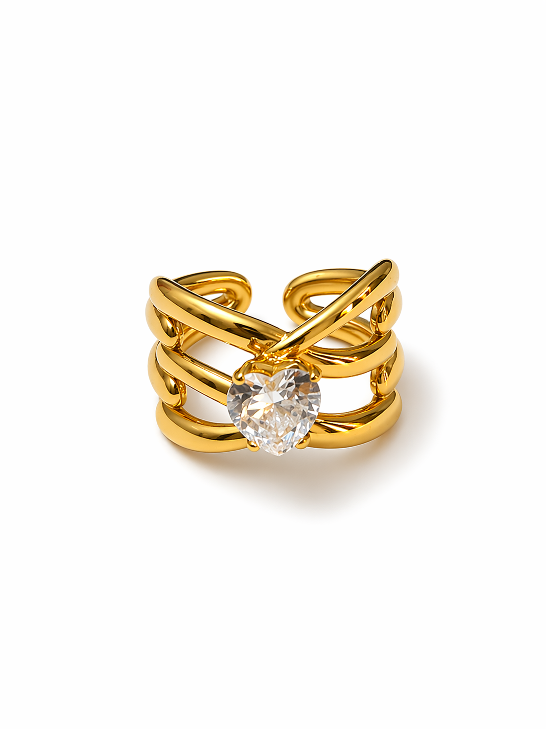 Eterna Heart Crystal Layered Ring