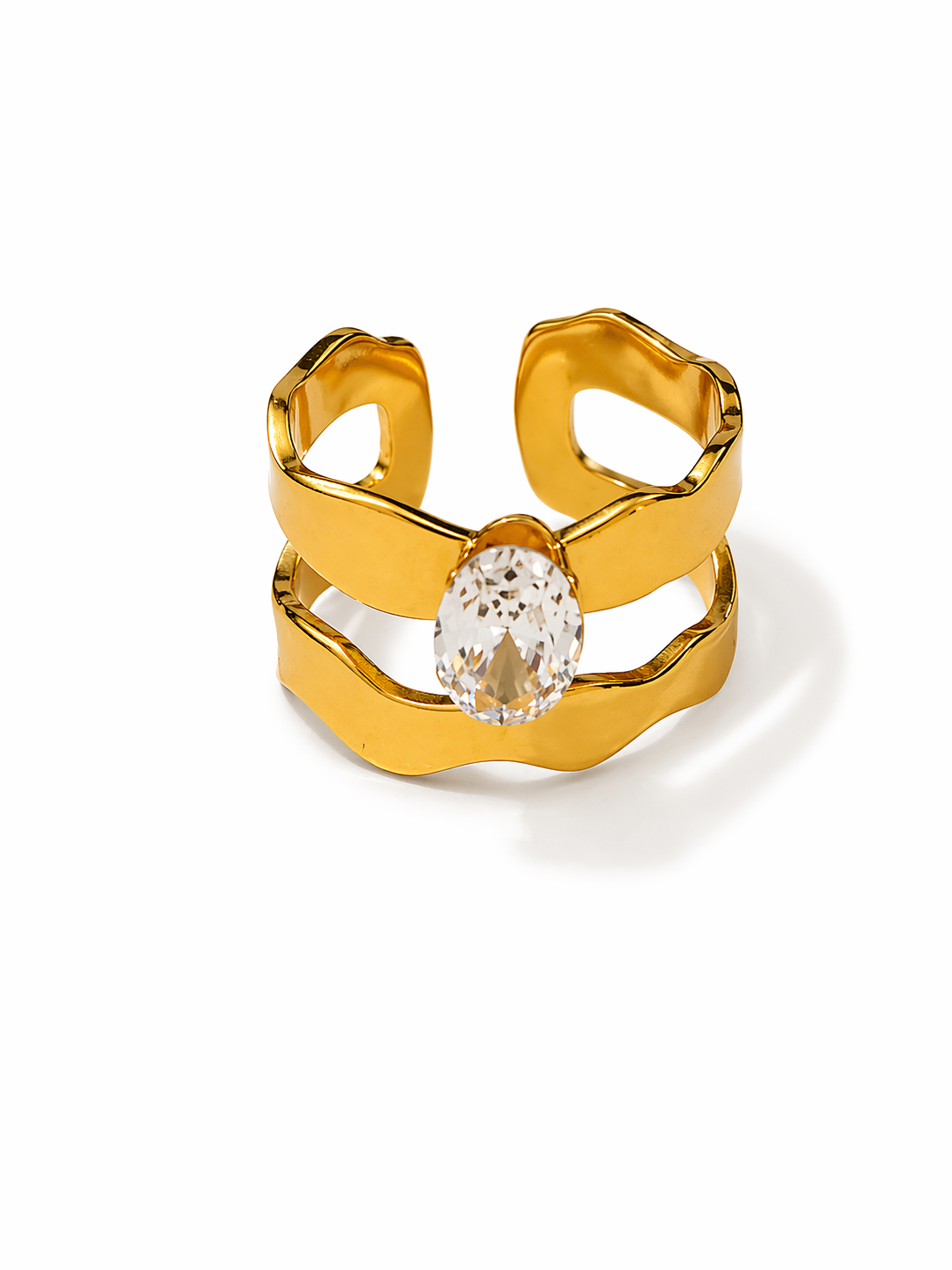 Aurelia Wave Crystal Statement Ring