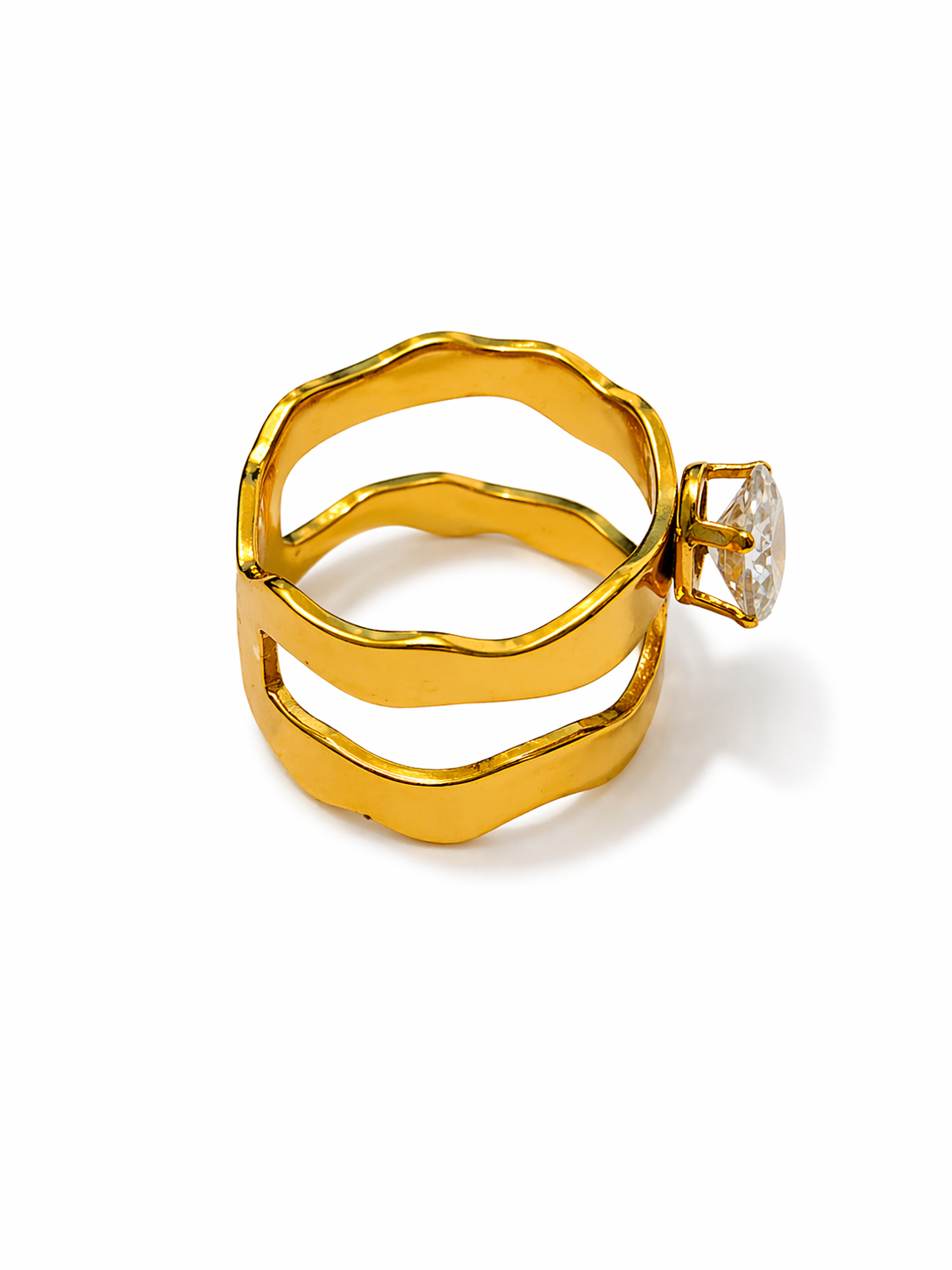 Aurelia Wave Crystal Statement Ring