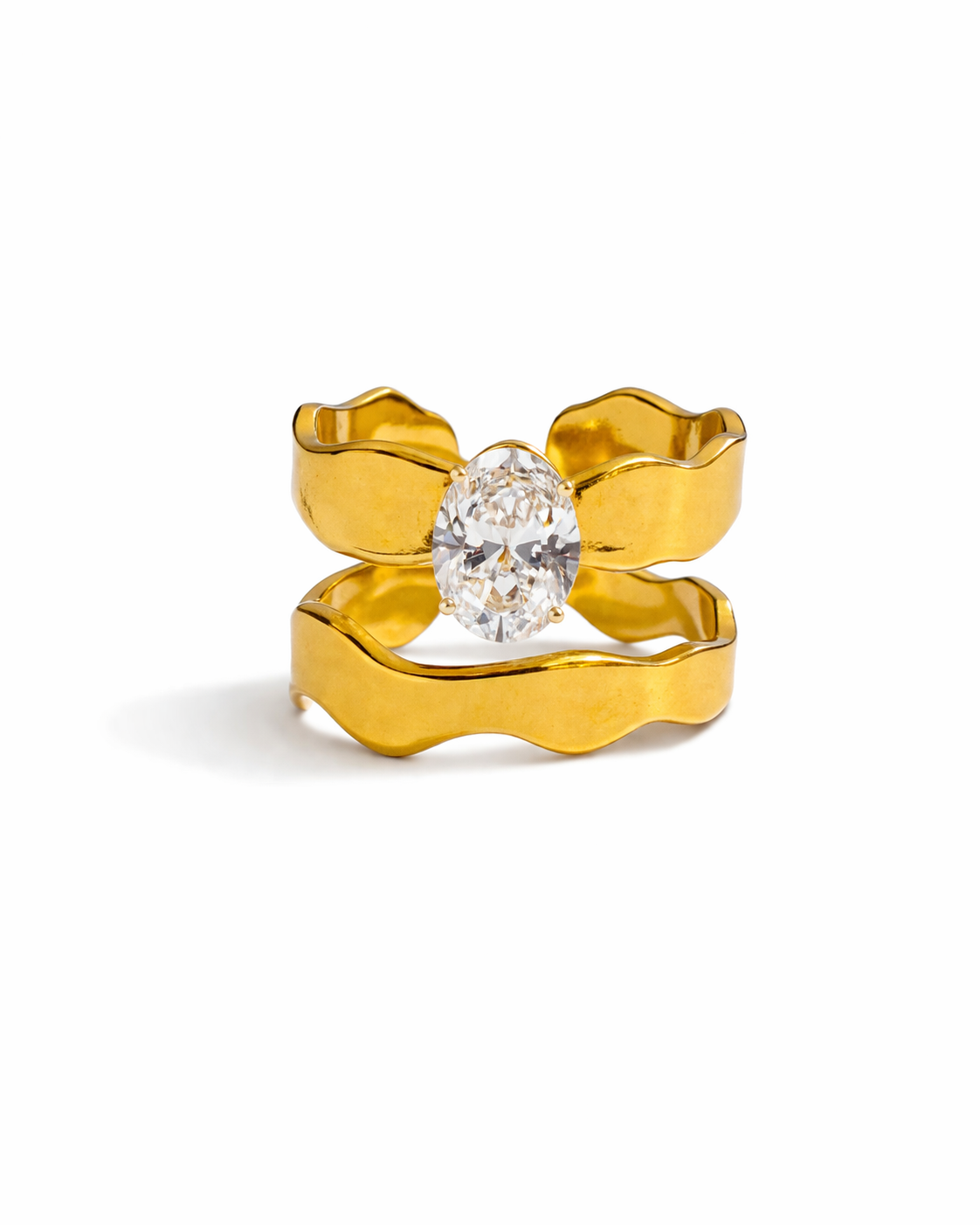 Aurelia Wave Crystal Statement Ring