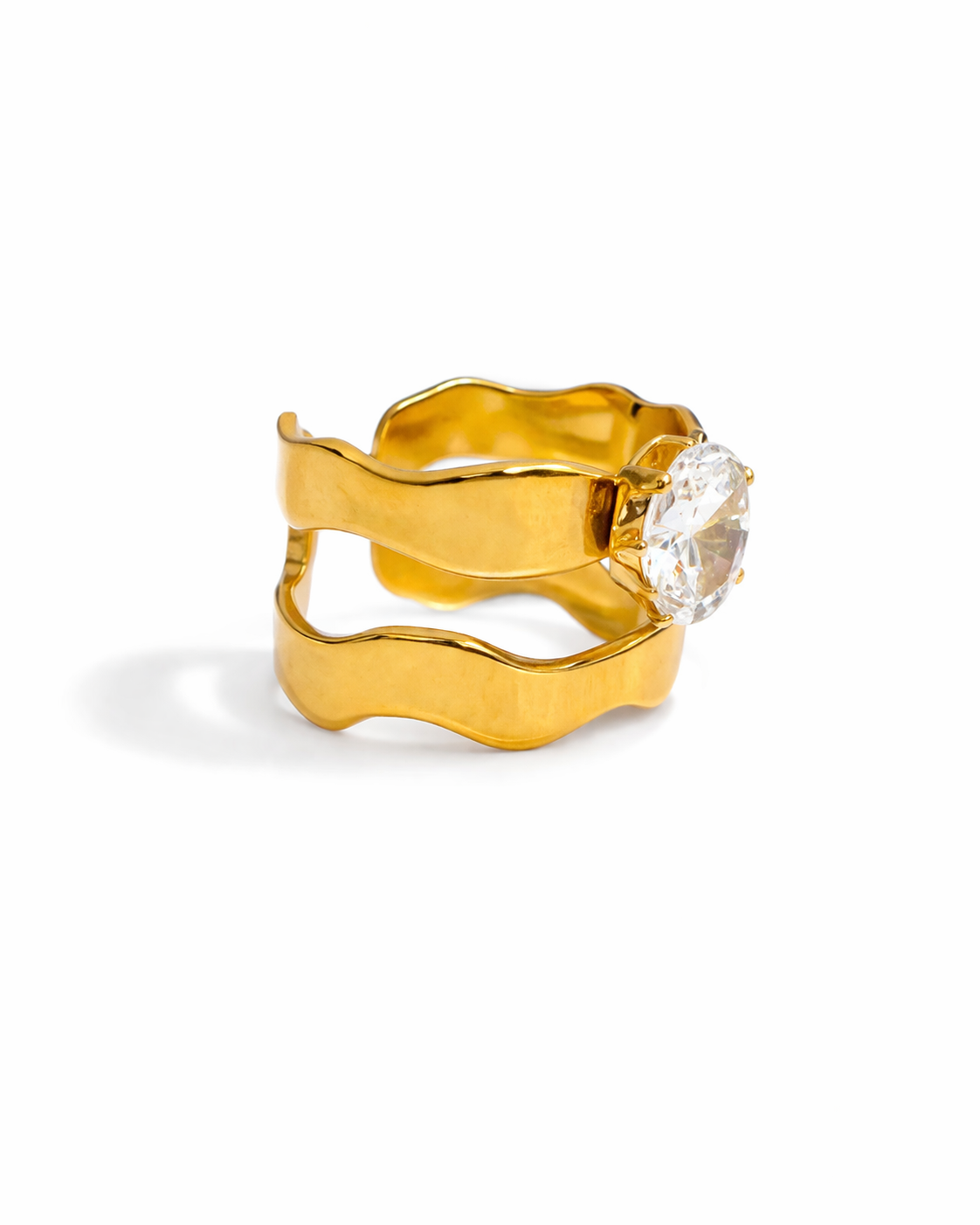Aurelia Wave Crystal Statement Ring
