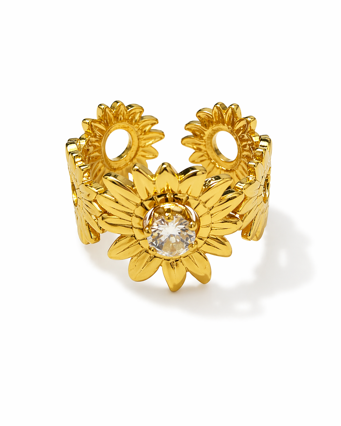 Florielle Sunflower Crystal Statement Ring