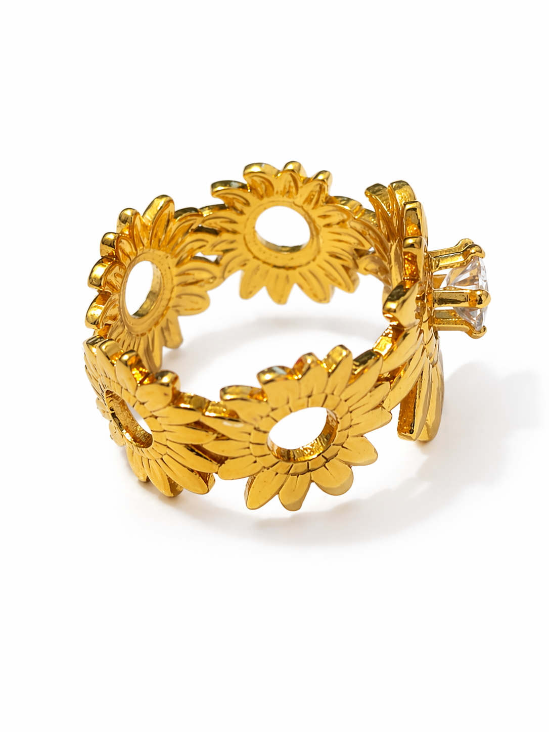 Florielle Sunflower Crystal Statement Ring