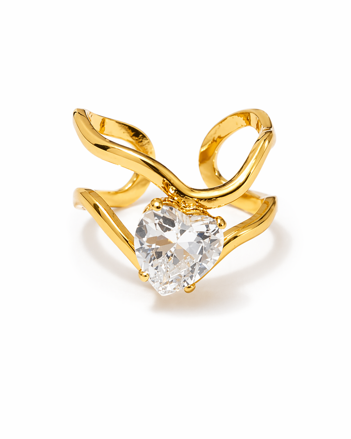 Serena Heart Crystal Crossover Ring