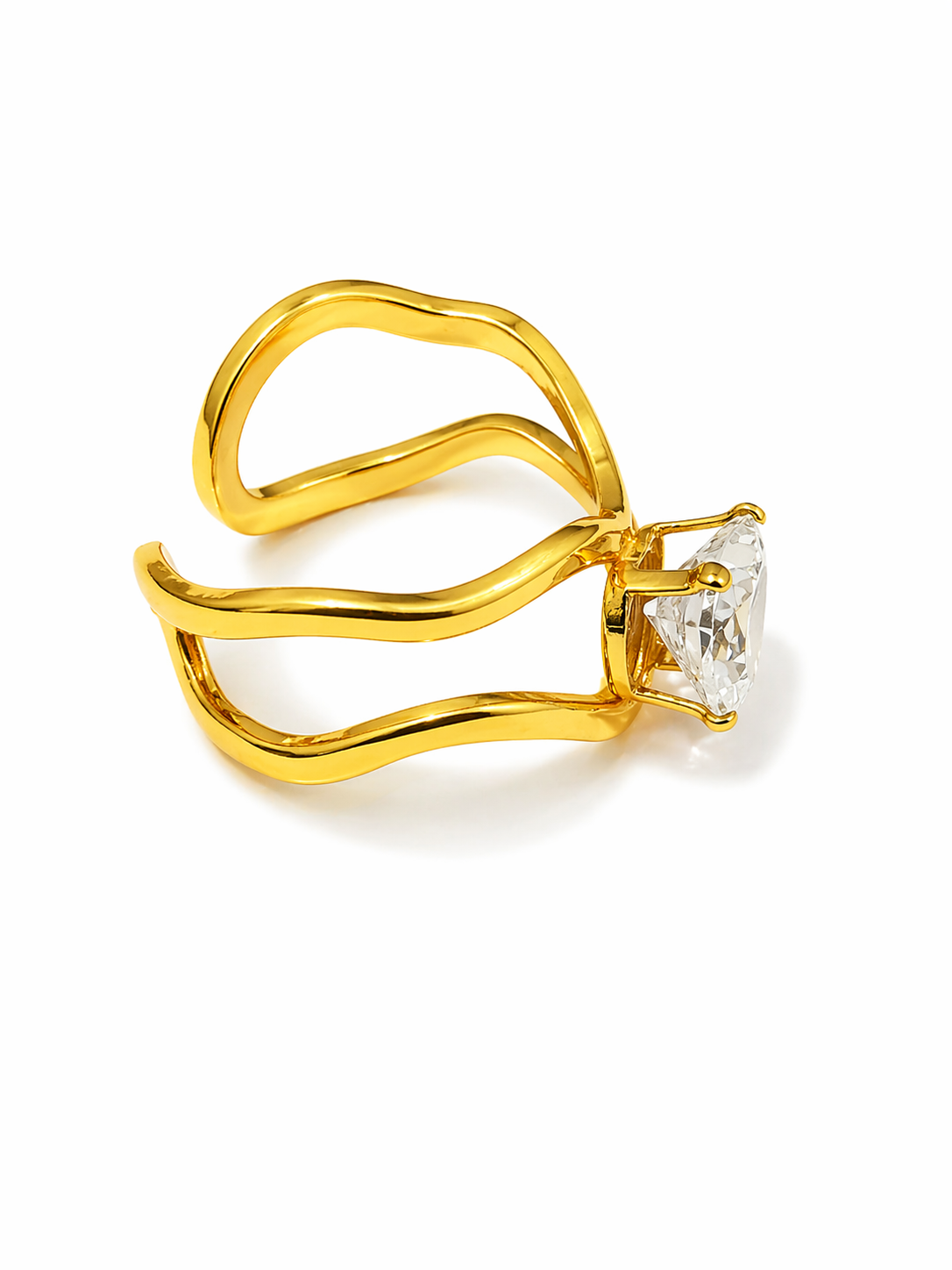 Serena Heart Crystal Crossover Ring