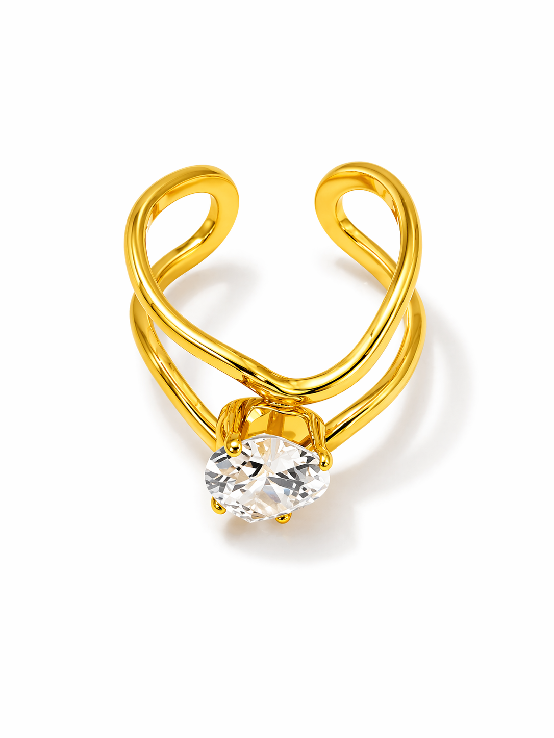 Serena Heart Crystal Crossover Ring