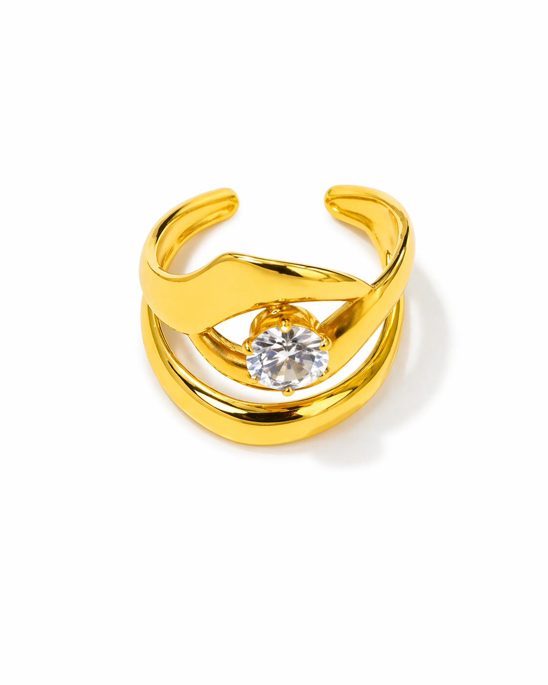Elara Solitaire Swirl Statement Ring