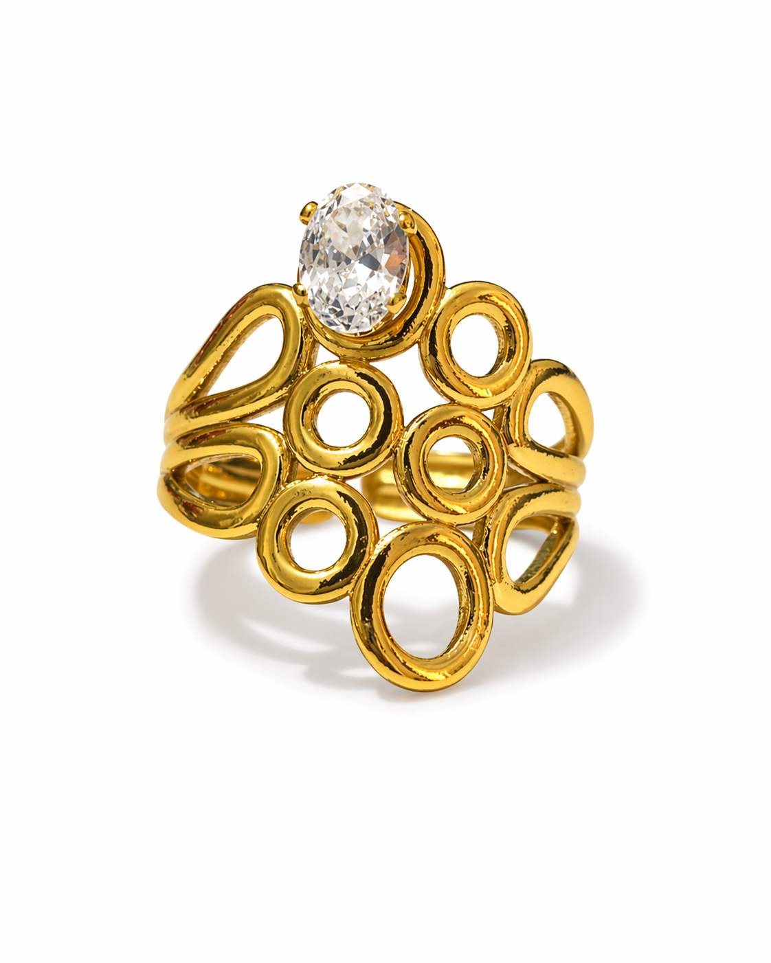 Orlina Oval Crystal Abstract Statement Ring