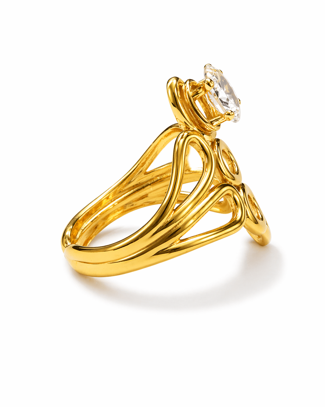 Orlina Oval Crystal Abstract Statement Ring