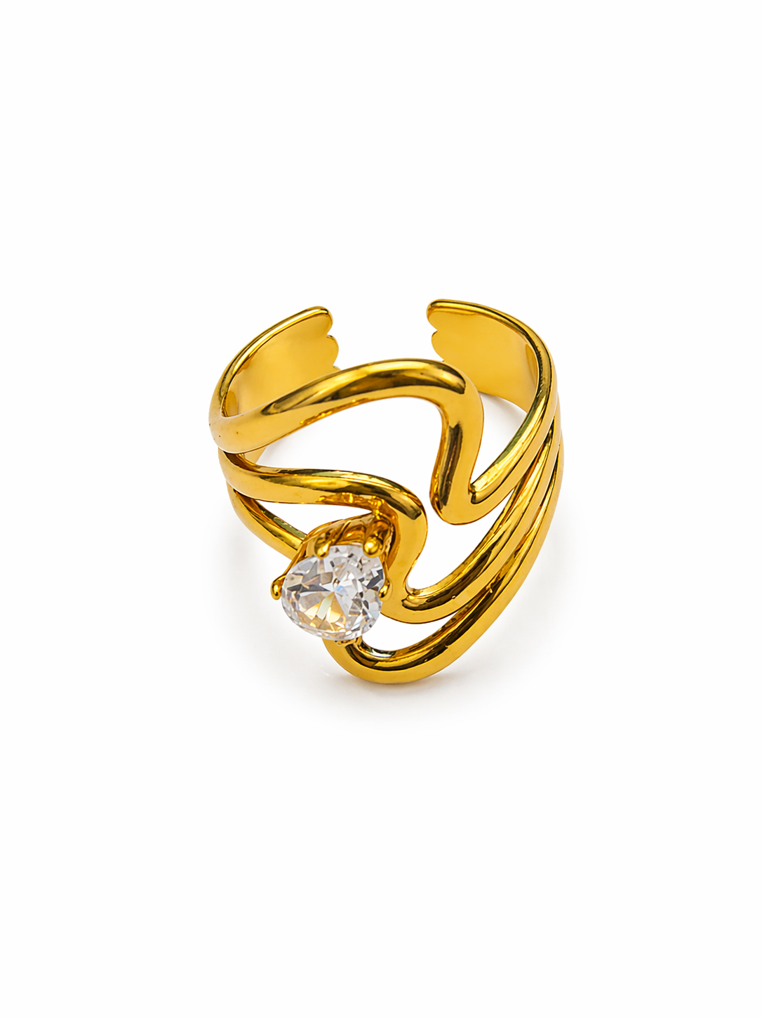 Zyra Swirl Crystal Abstract Ring