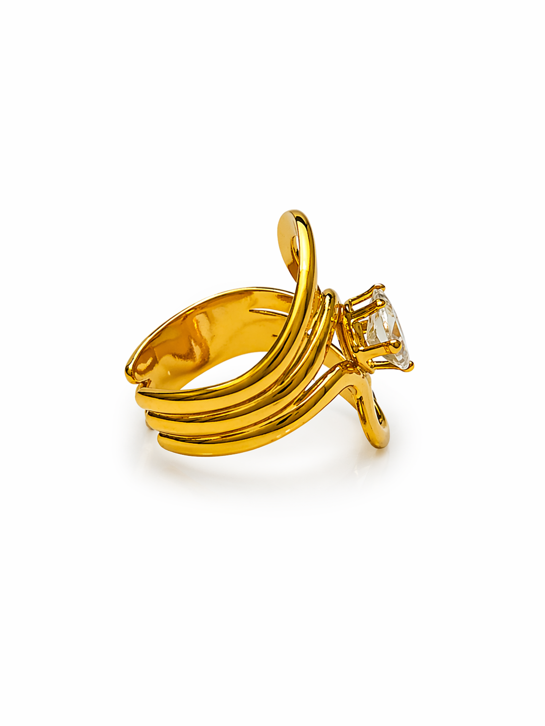 Zyra Swirl Crystal Abstract Ring
