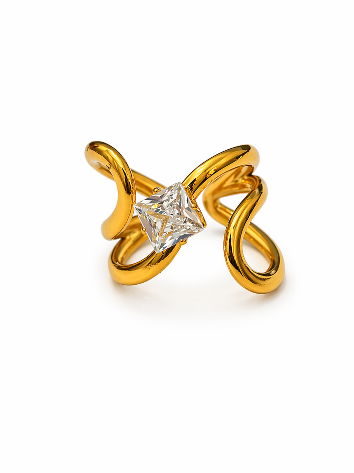 Viora Princess Crystal Wave Ring