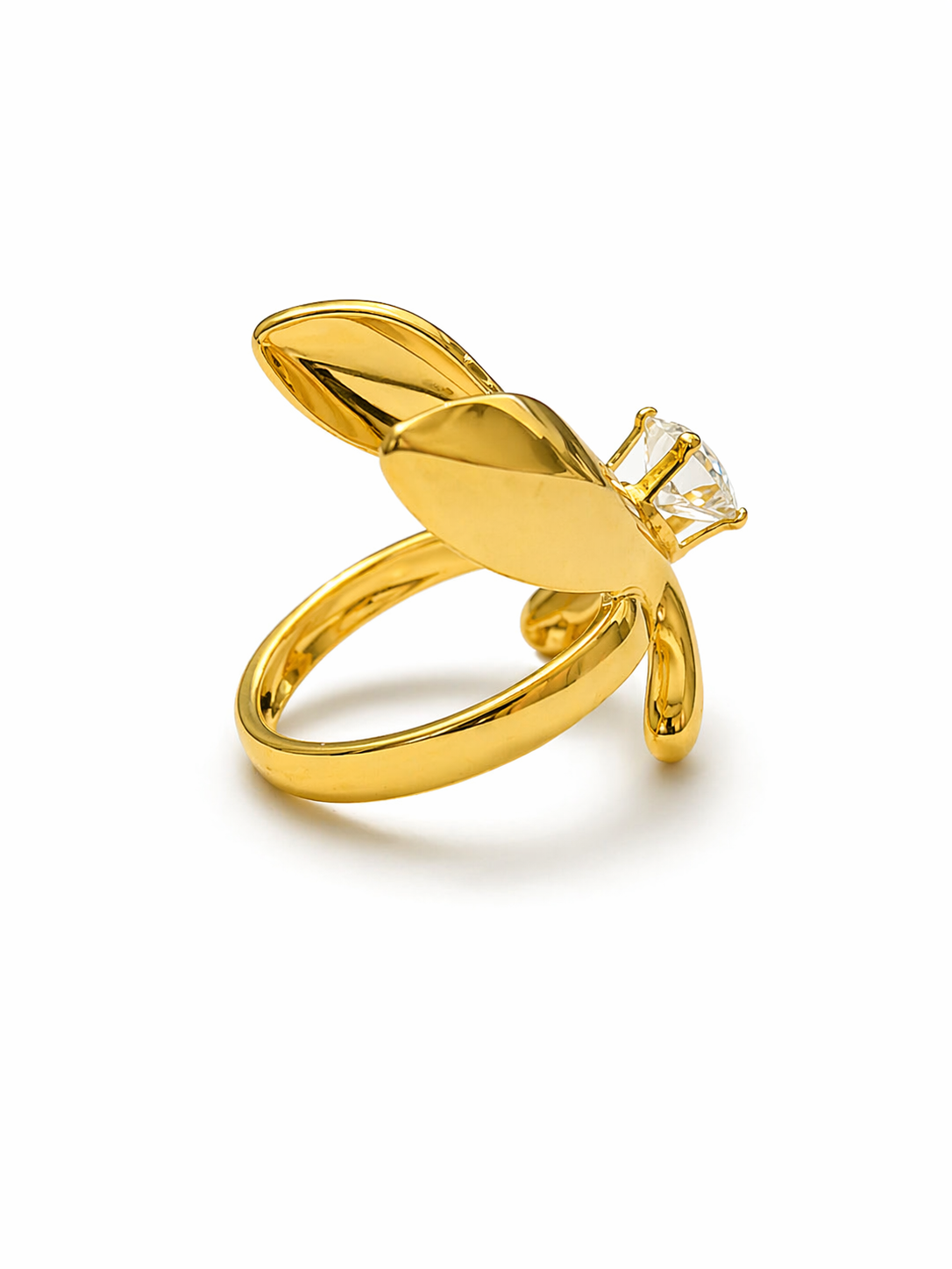 Aveline Heart Crystal Butterfly Ring