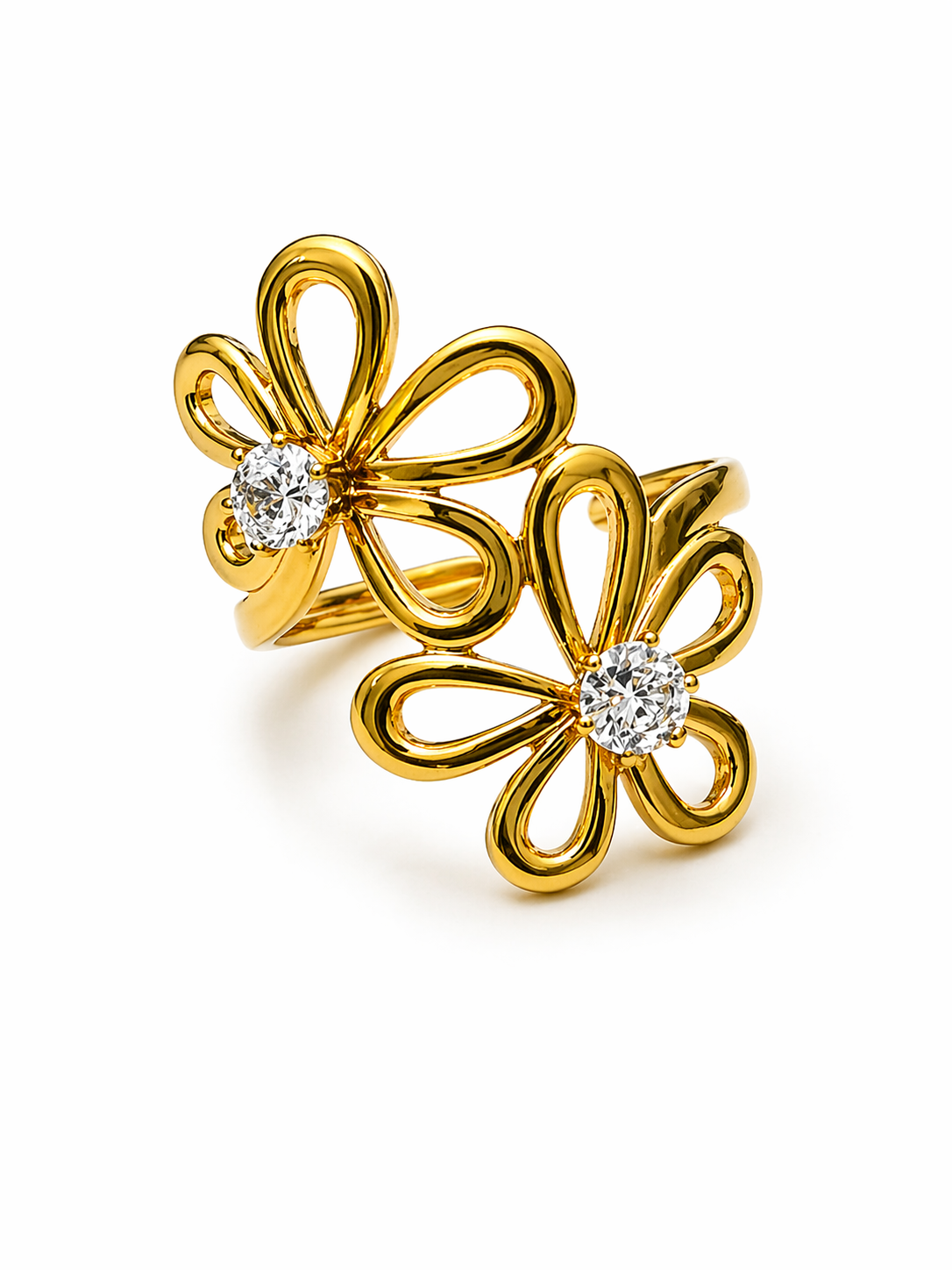 Floria Dual Bloom Crystal Statement Ring