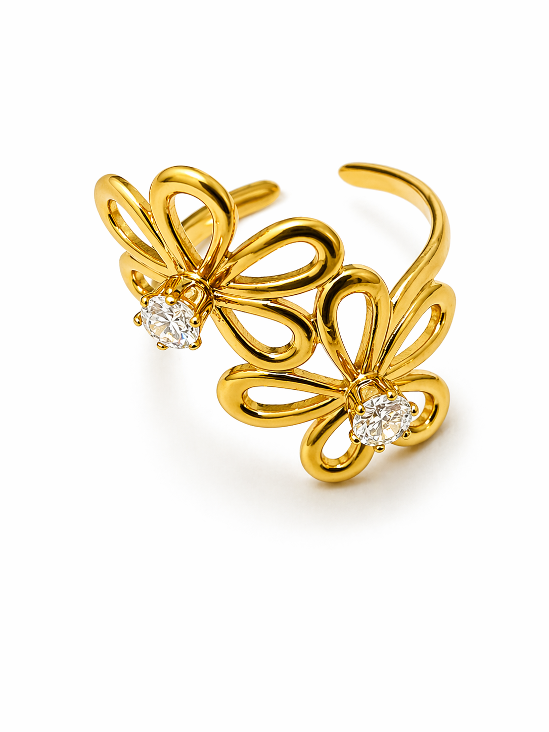 Floria Dual Bloom Crystal Statement Ring