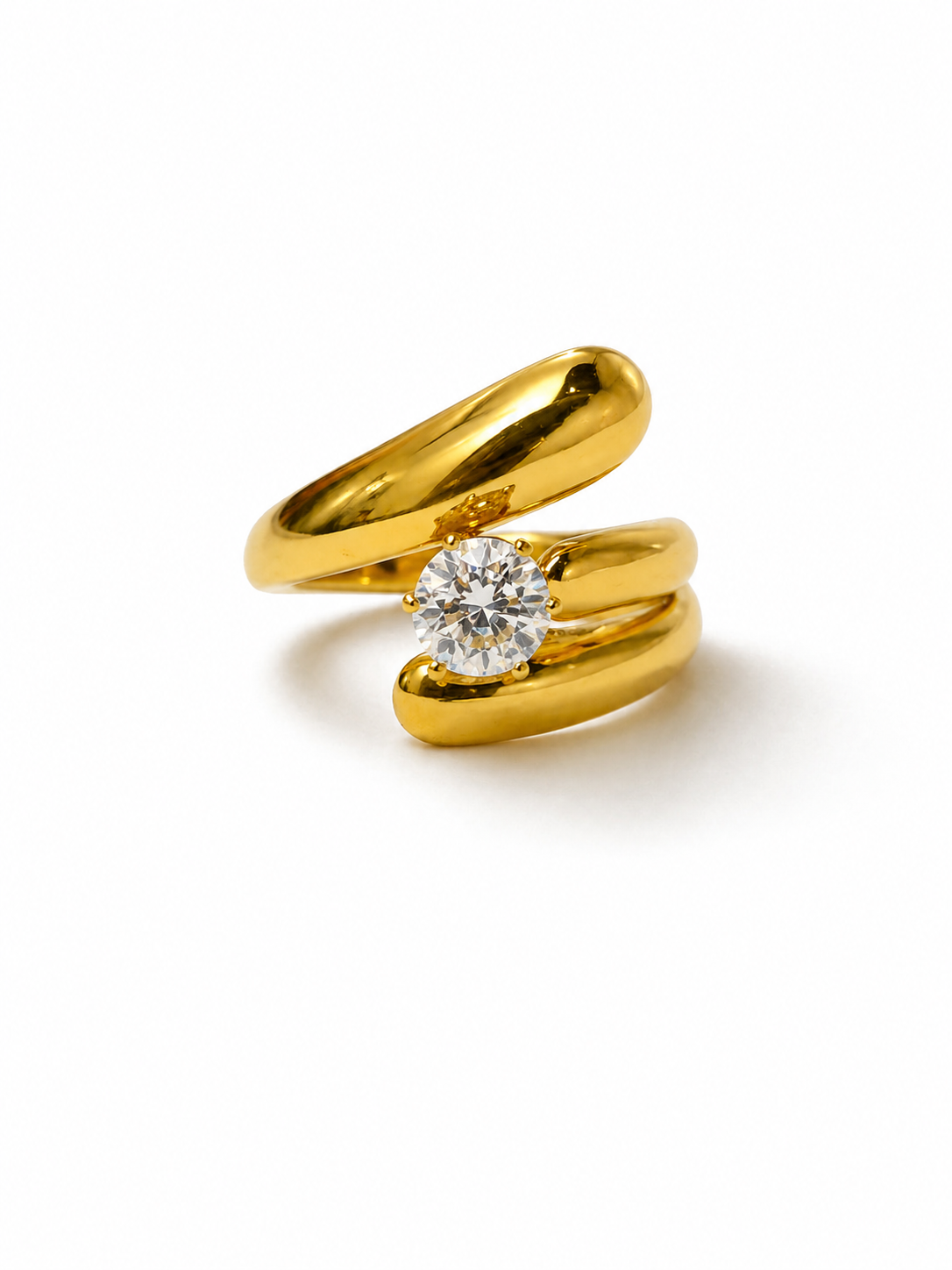 Aurex Solitaire Sculpted Statement Ring