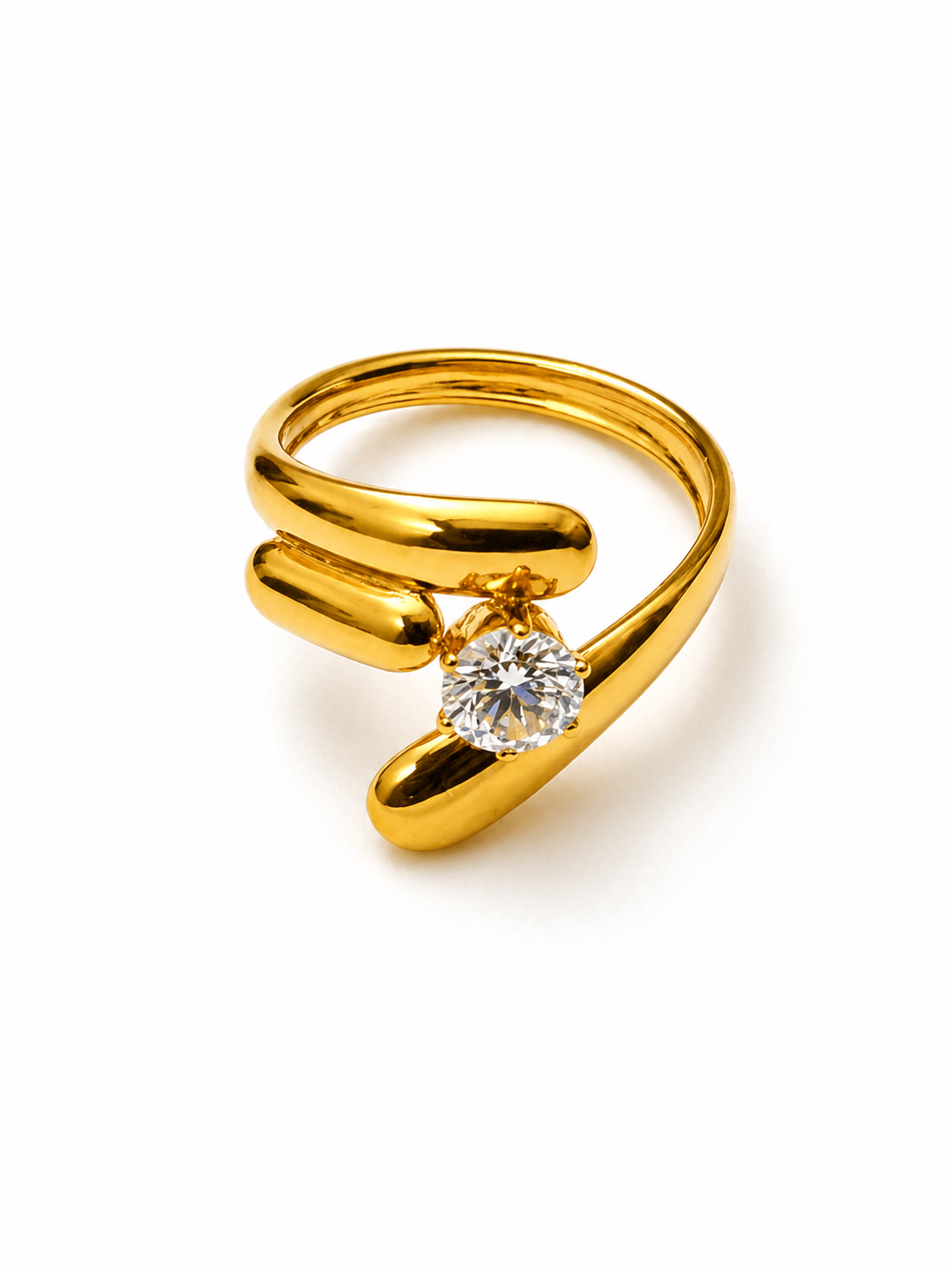 Aurex Solitaire Sculpted Statement Ring