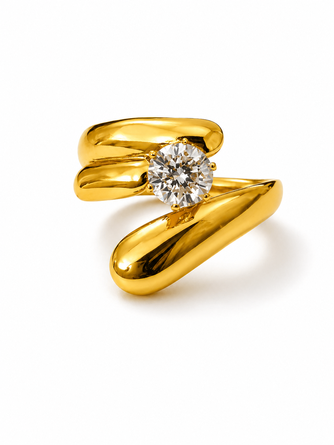 Aurex Solitaire Sculpted Statement Ring