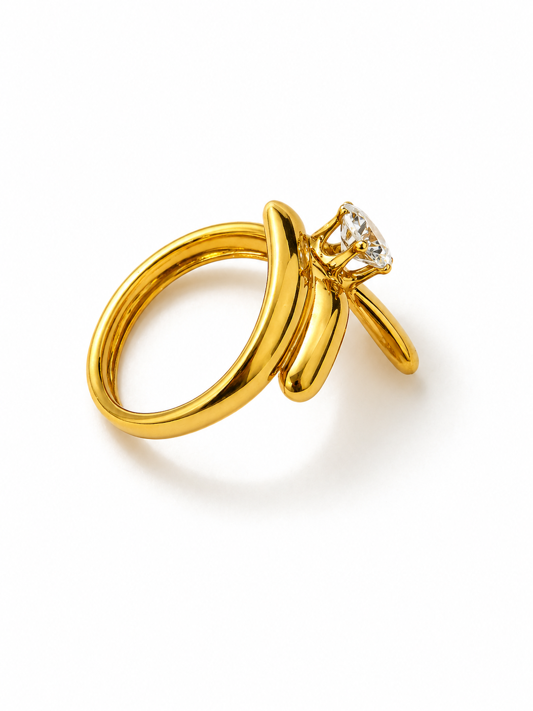 Aurex Solitaire Sculpted Statement Ring