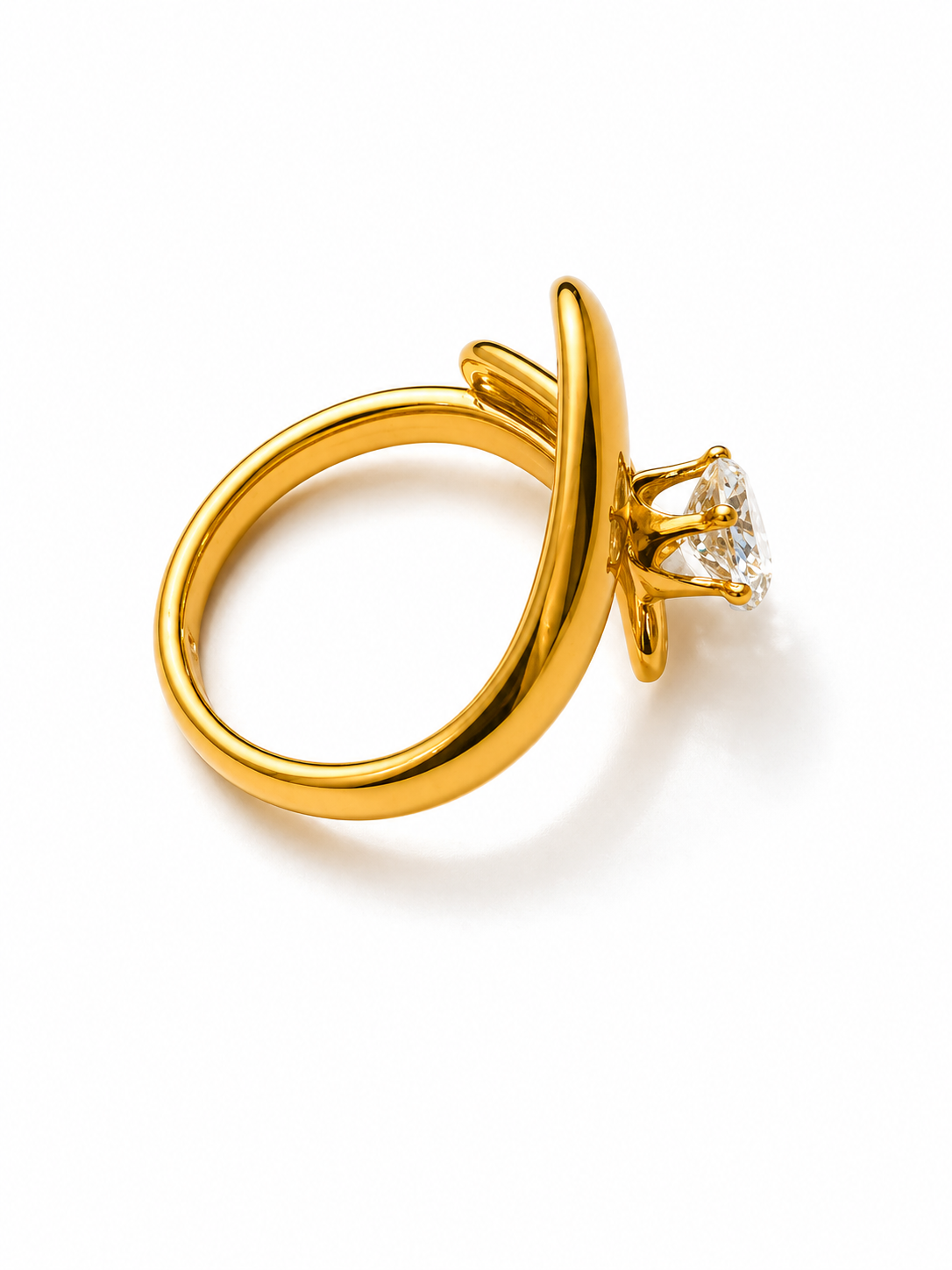 Sleek Curve Solitaire Ring
