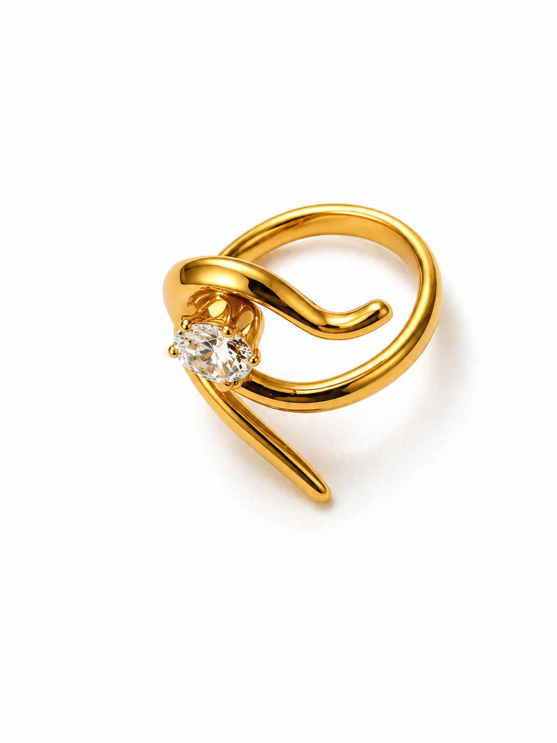 Swan Curve Solitaire Ring