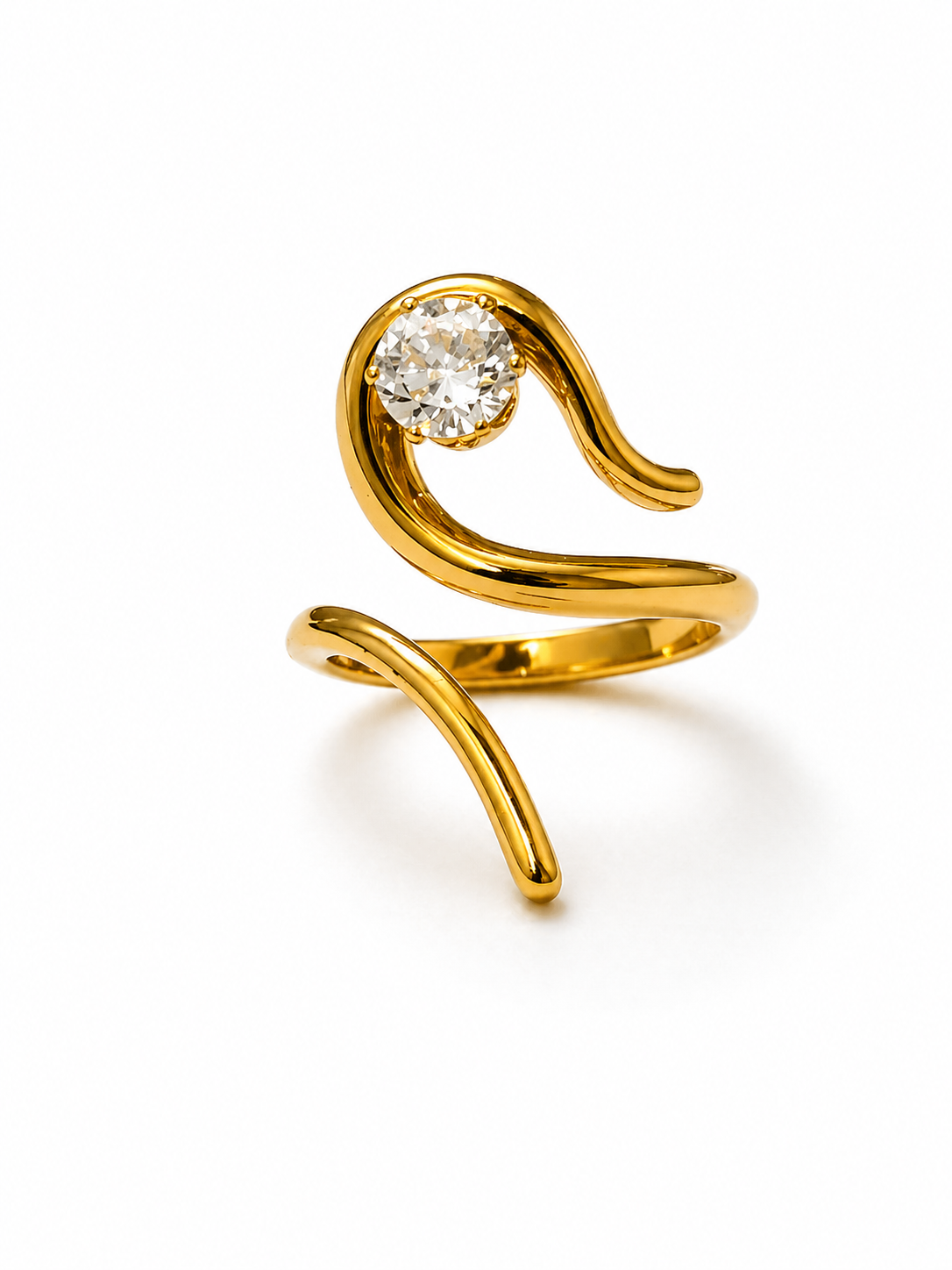 Swan Curve Solitaire Ring