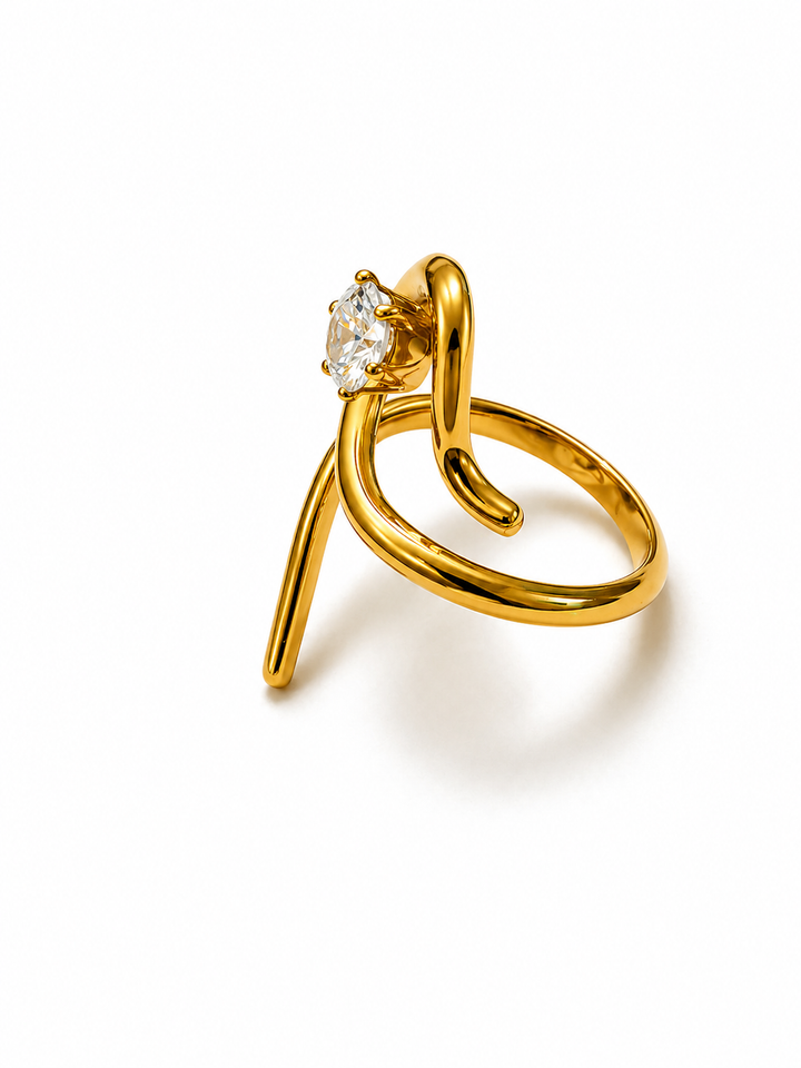 Swan Curve Solitaire Ring