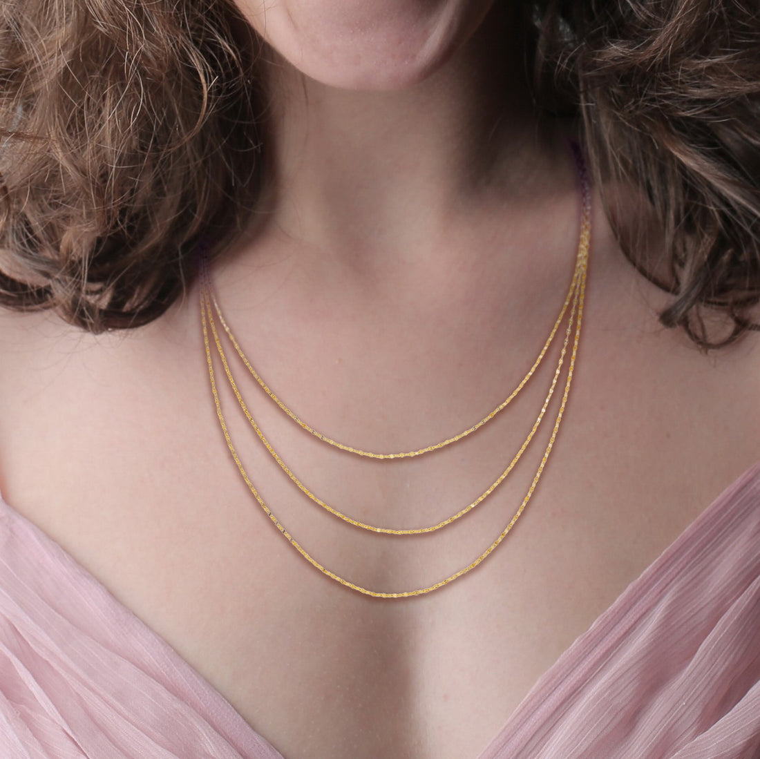 3 Layer Necklace | Length 30+26+24+1" - 18k Gold Plated