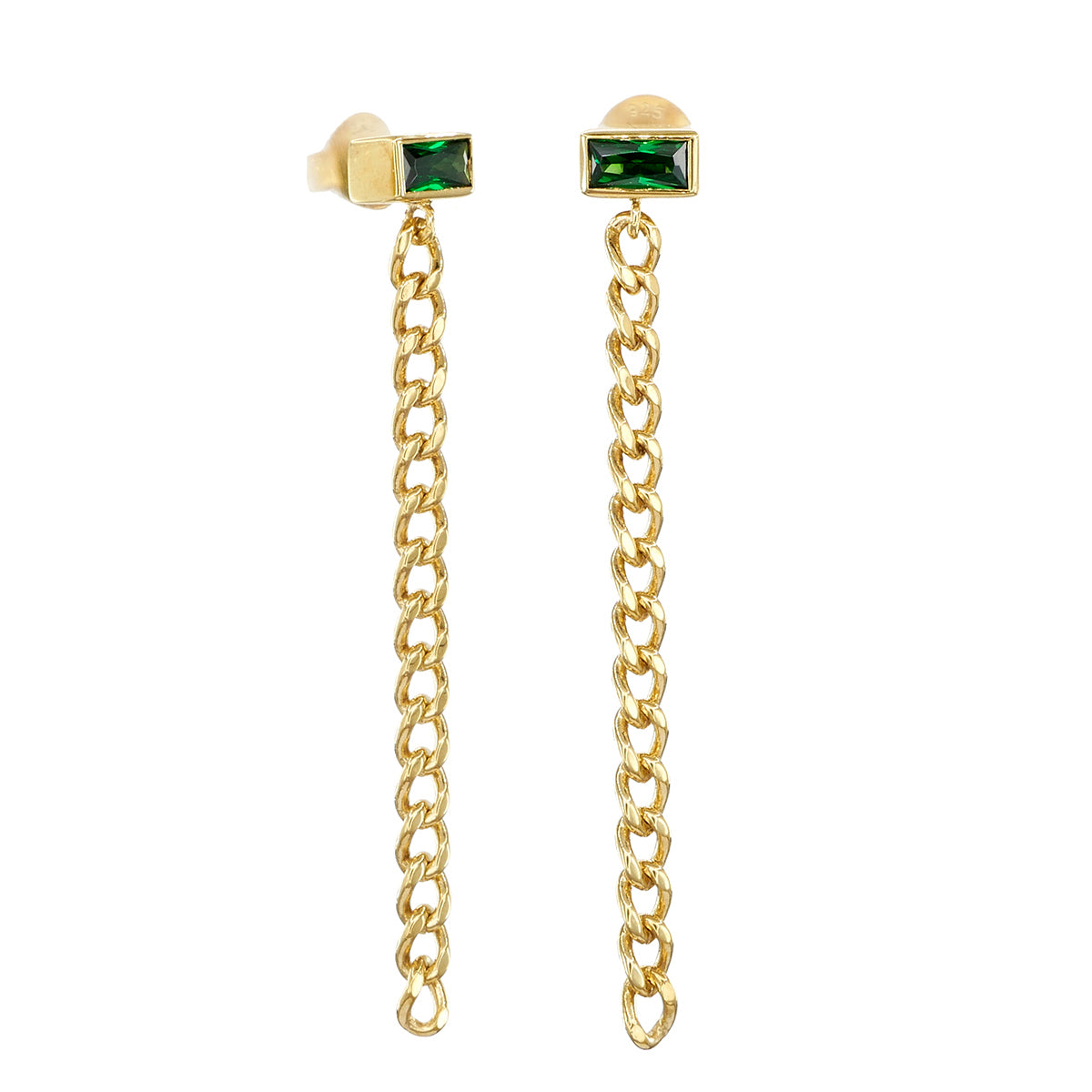 Luxe Gold With Green Diamonique Overlay Earrings - 18K Gold Plated - ISHI New York
