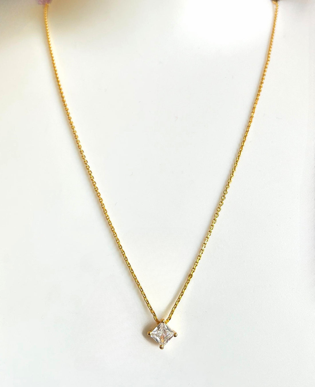 Princess CZ Necklace - 925 Sterling Silver