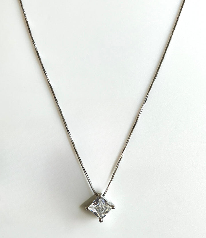 Galaxy Square CZ Necklace - 925 Sterling Silver