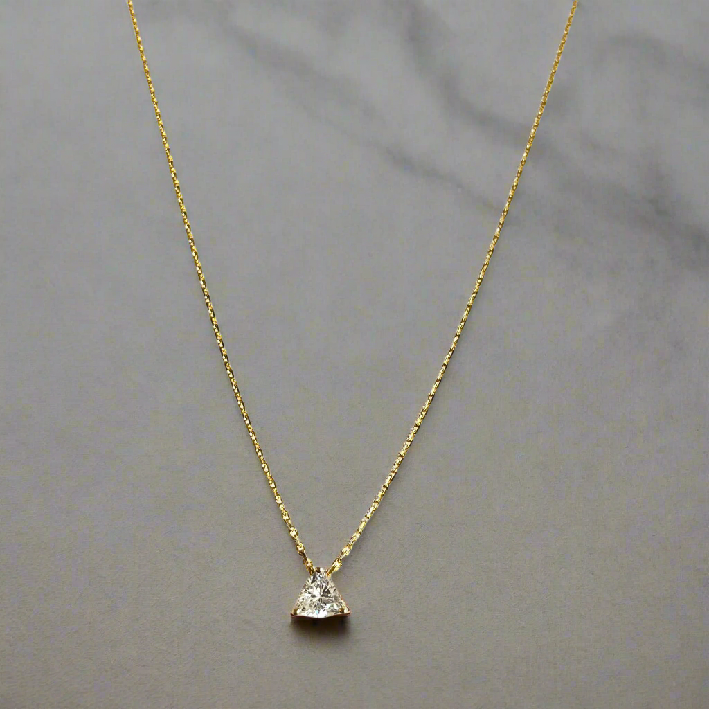 Trillion Shape CZ Necklace - 18k Gold Plated Sterling Silver - ISHI New York