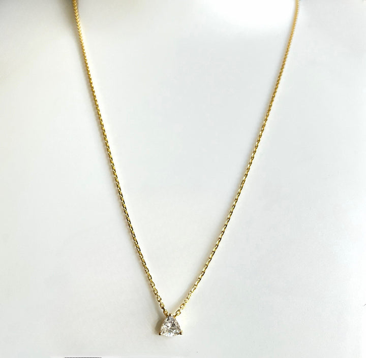 Trillion Shape CZ Necklace - 18k Gold Plated Sterling Silver