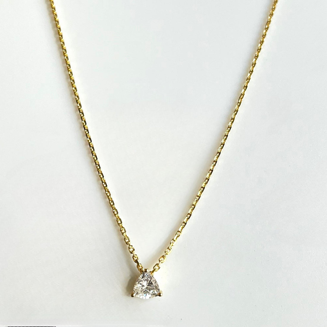 Trillion Shape CZ Necklace - 18k Gold Plated Sterling Silver