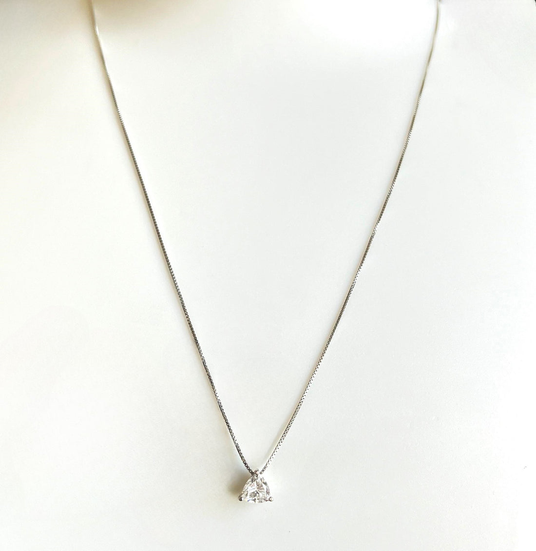 Trillion Shape CZ Necklace - 925 Sterling Silver