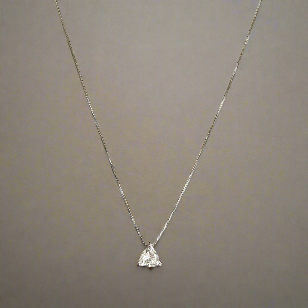 Trillion Shape CZ Necklace - 925 Sterling Silver - ISHI New York
