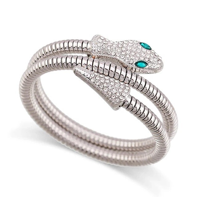 ISHI New York Silver Crystal Snake Bracelet—rhodium-plated CZ bracelet with price in India
