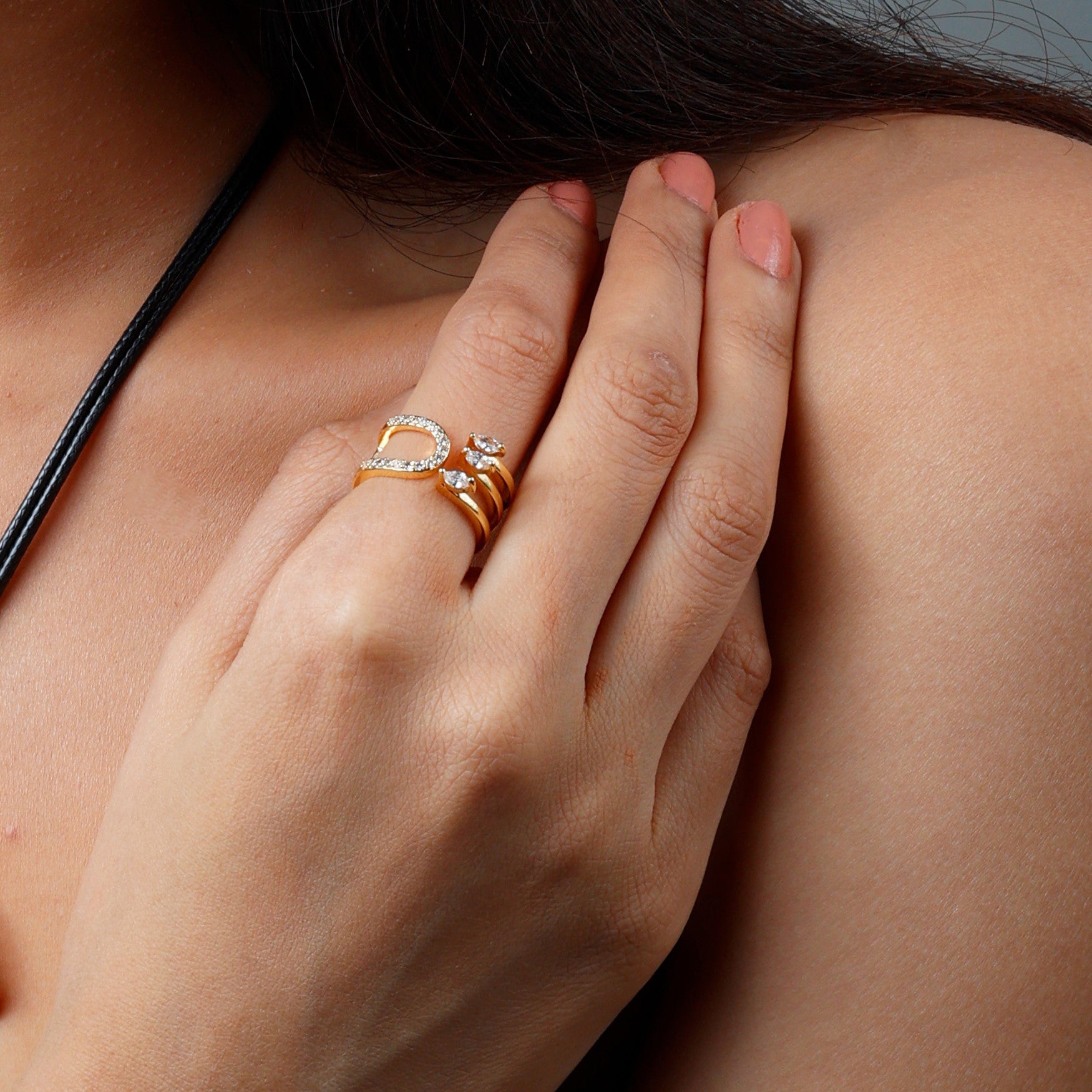 Infinity-shaped ring with cubic zirconia—hypoallergenic and anti-tarnish jewelry India