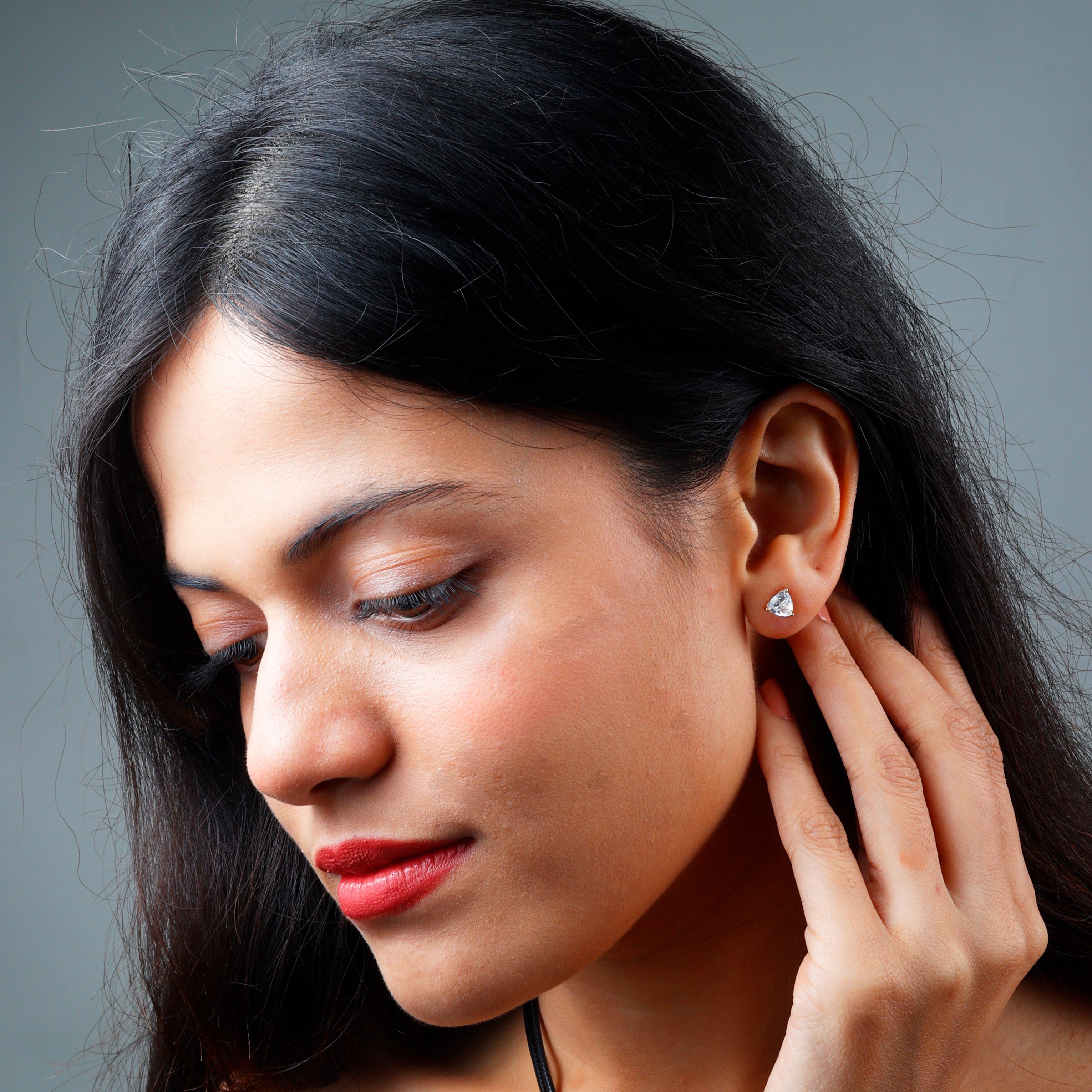 Trillion Shape CZ Studs - 18k Gold Plated Sterling Silver - ISHI New York