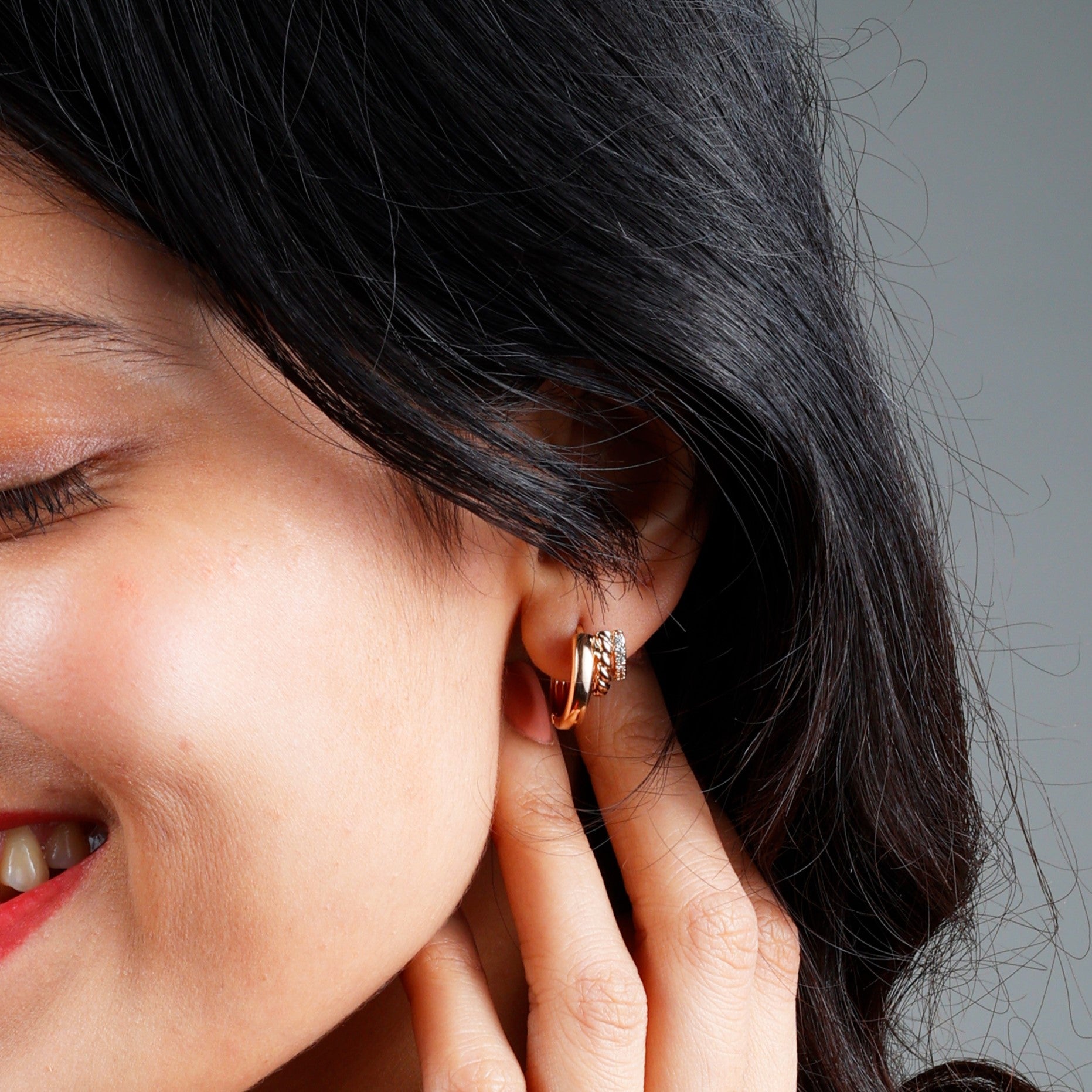 Twisted Trio Hoop Earrings - ISHI New York
