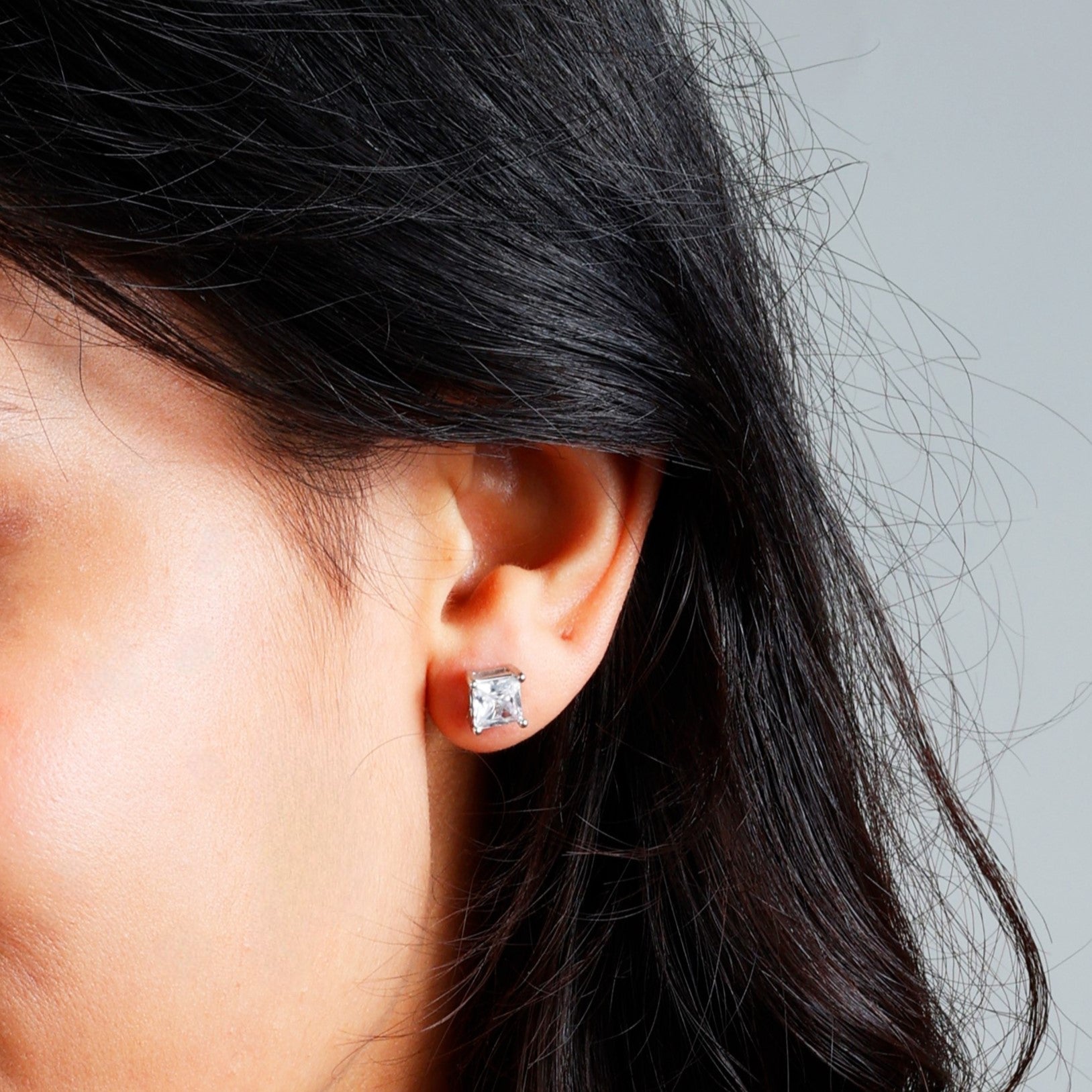 Galaxy Square Cz Studs - 925 Sterling Silver - ISHI New York