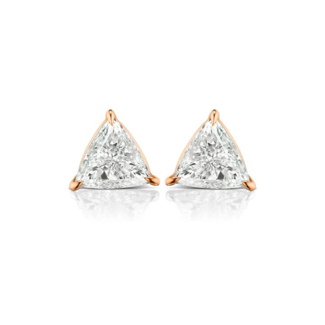 Trillion Shape CZ Studs - 18k Gold Plated Sterling Silver - ISHI New York