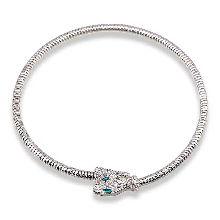 Silver Crystal Snake Choker