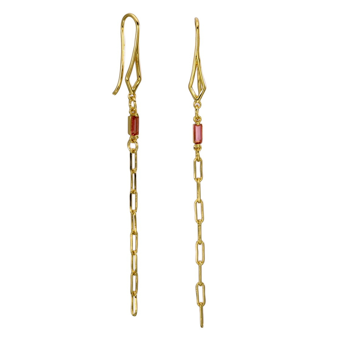 Pink CZ Golden Glamour Earrings - 18K Gold Plated - ISHI New York