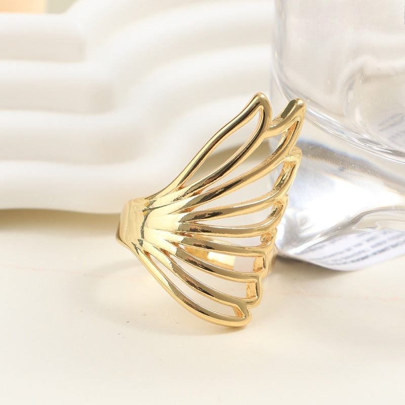 Gold Wing Ring for Women—18K gold-plated ring with wing design