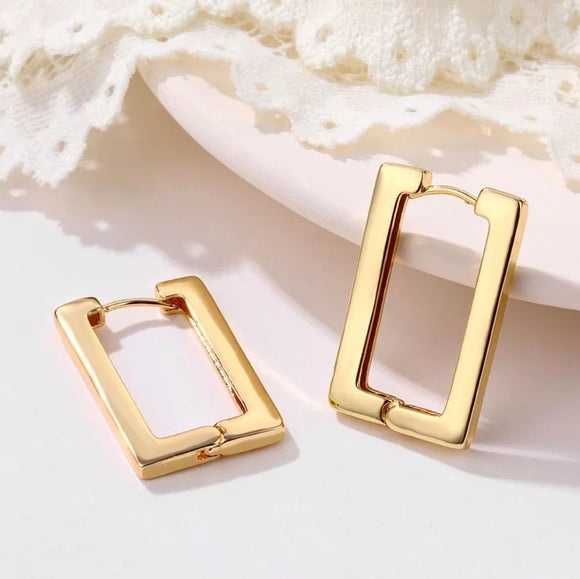 ISHI New York Angled Frame Earrings—sculptural gold-plated earrings with price in India
