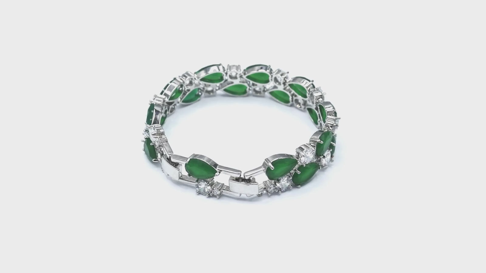 Radiant CZ  Big Green Pear Cascade Bracelet